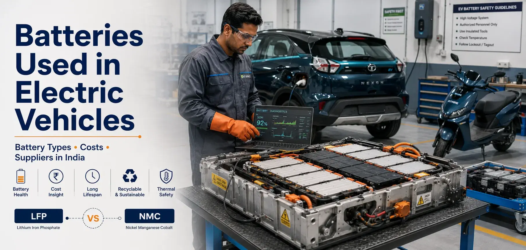 Batteries Used in Electric Vehicles in India: Costs and Lifespan