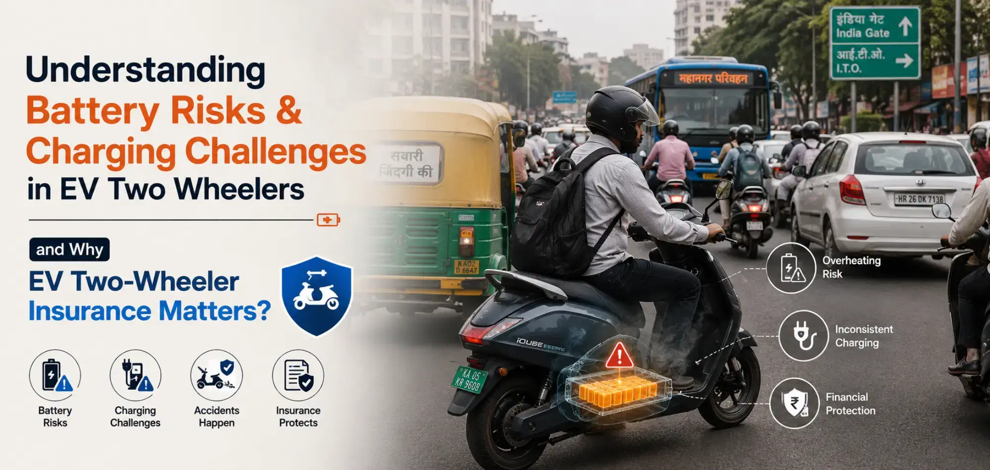 Understanding Battery Risks & Charging Challenges in EV Two Wheelers and Why EV Two-Wheeler Insurance Matters?